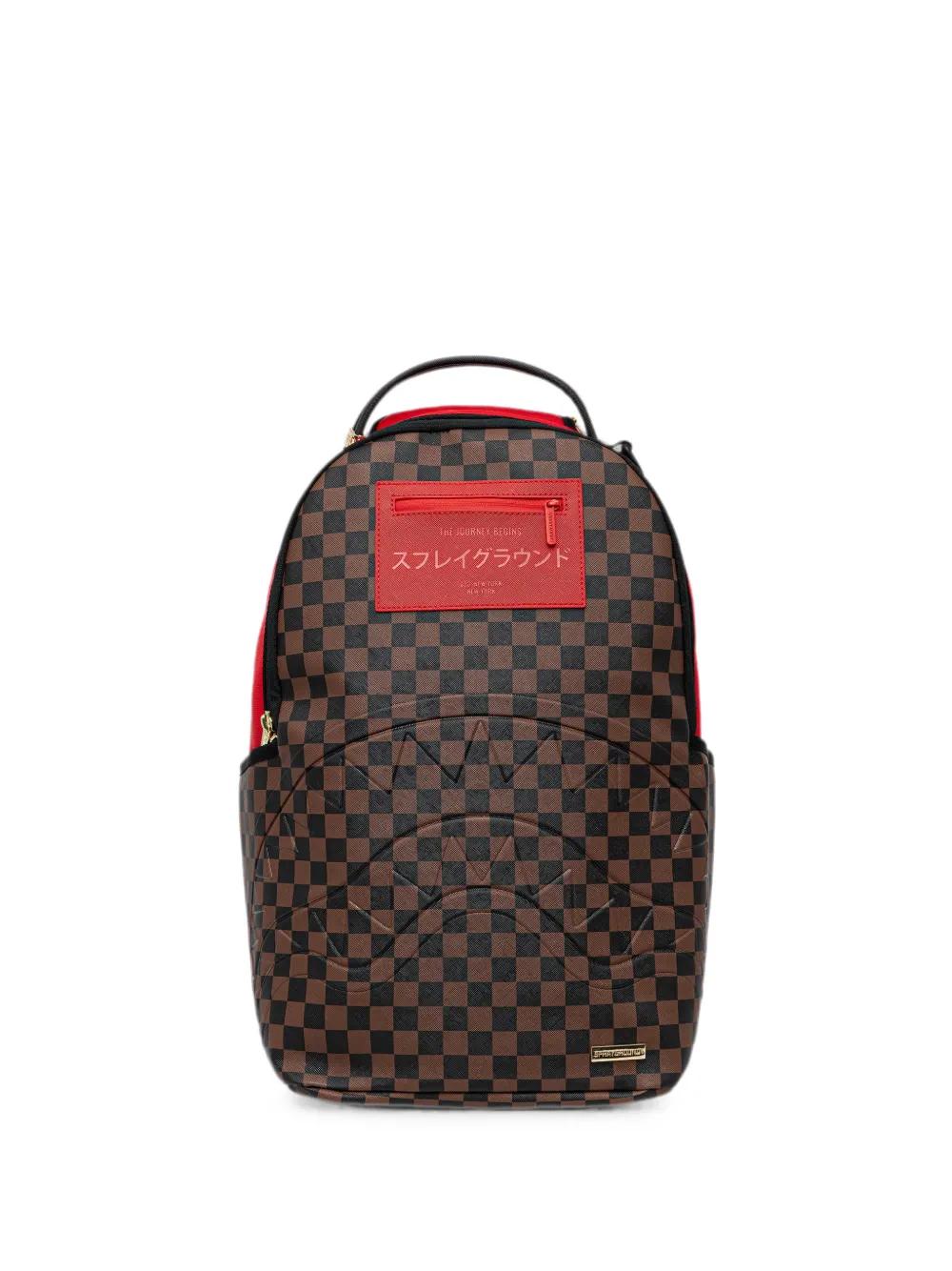 louis vuitton backpack with shark mouth SAWTOOTH SHARKS IN PARIS HILLS SPRAYGROUND Back Support Sprayground Check-Pattern Shark-Mouth Backpack in