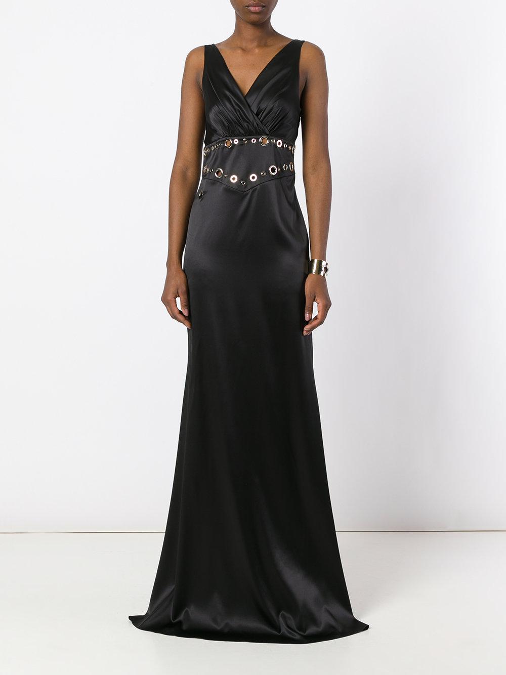 Philipp Plein Silk Long Dress in Black - Lyst