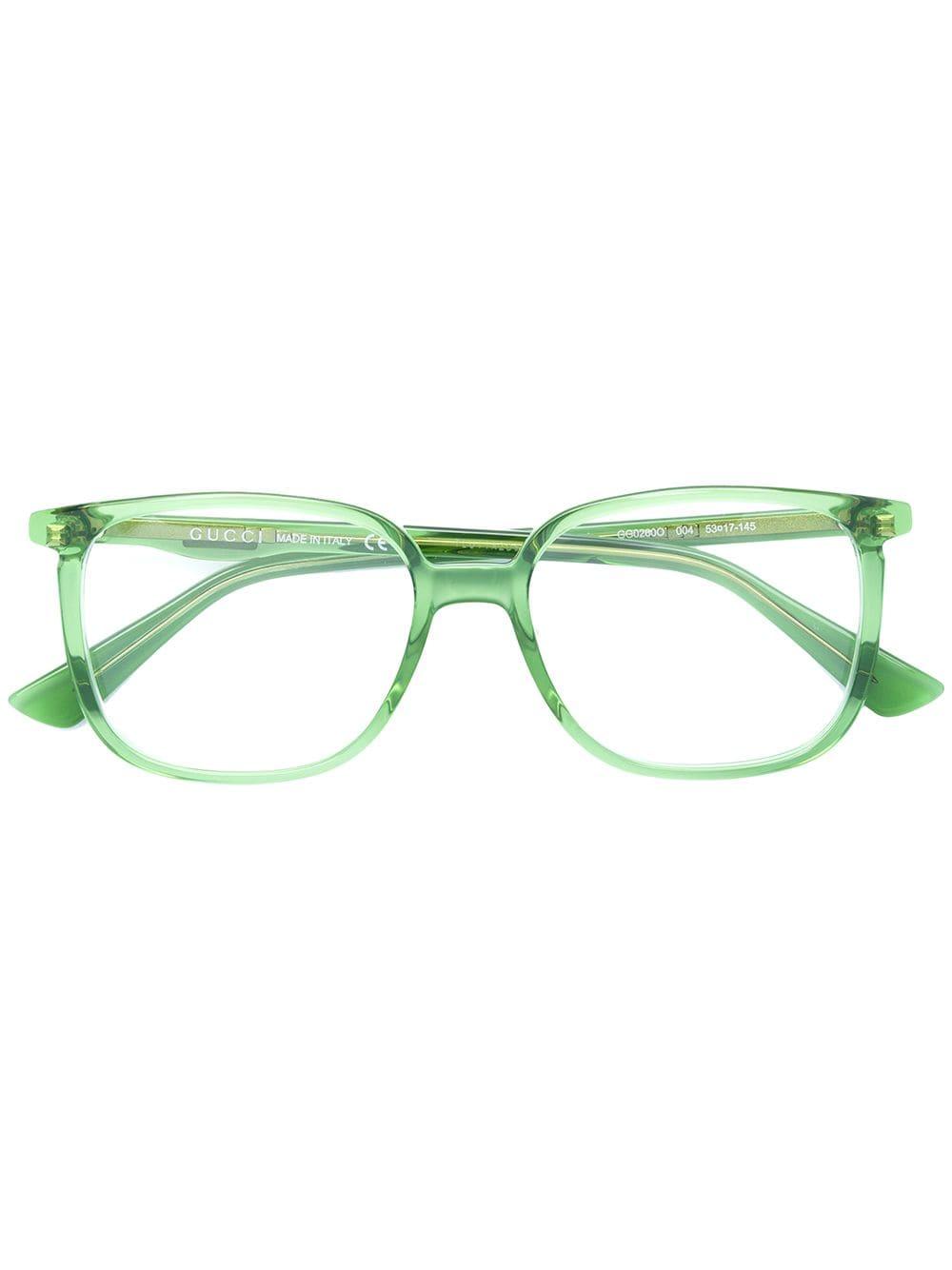 eindeloos baard vogel Gucci Clear Wayfarer Glasses in Green | Lyst