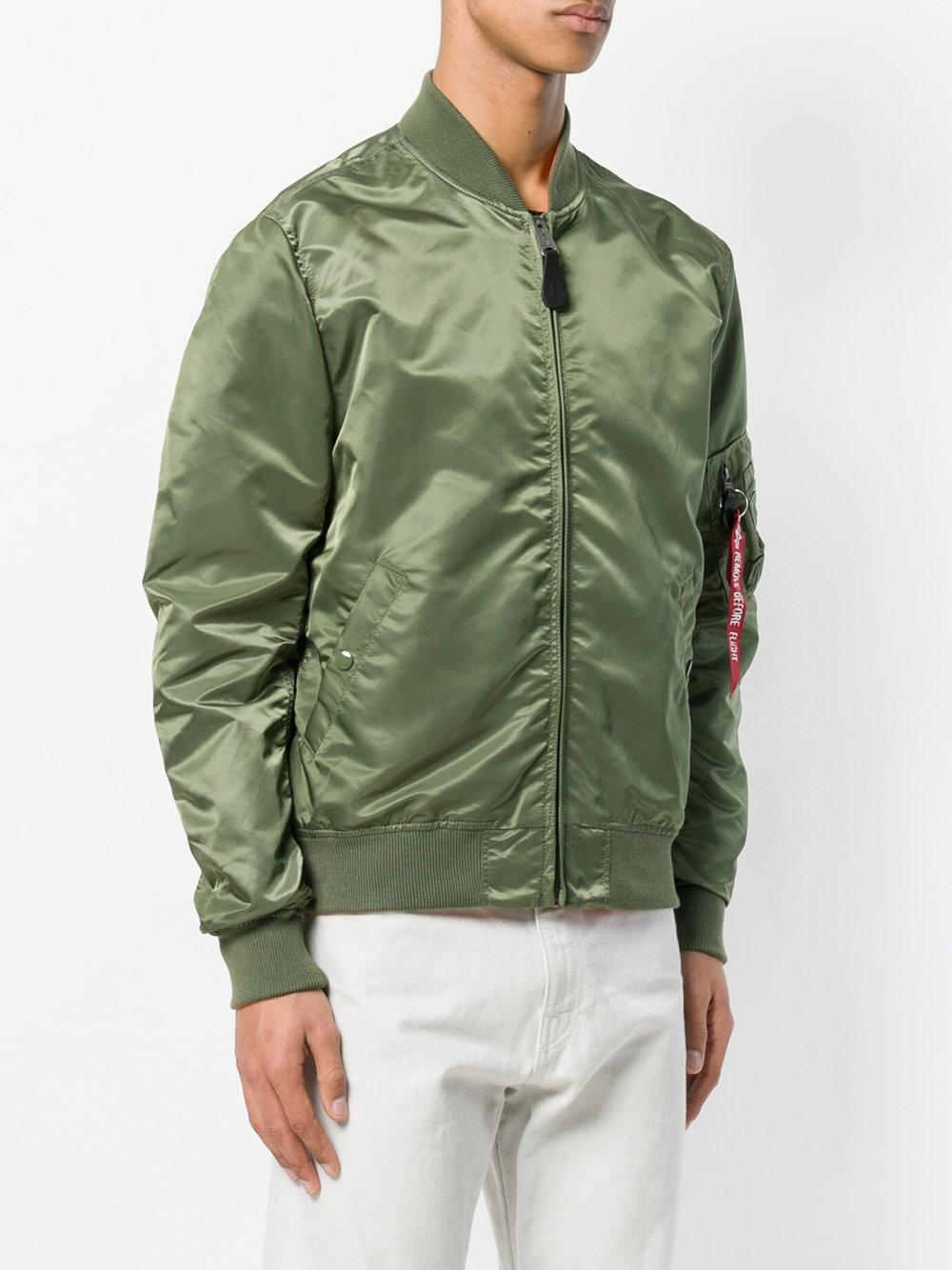 Alpha Industries Arm Pocket Bomber Jacket in Green for Men Lyst