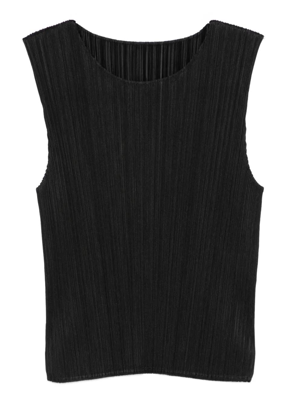 ✴︎PLEATS PLEASE✴︎黒 プリーツ タンクトップ Pleats Please Issey Miyake Sleeveless and tank tops for Women