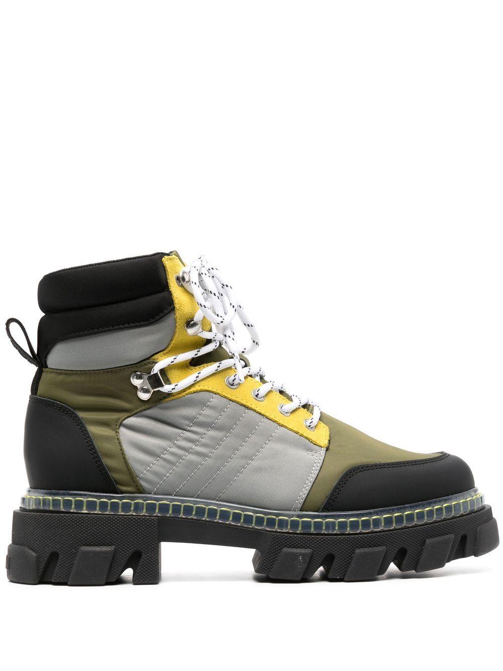 ganni cleated lace up hiking boot