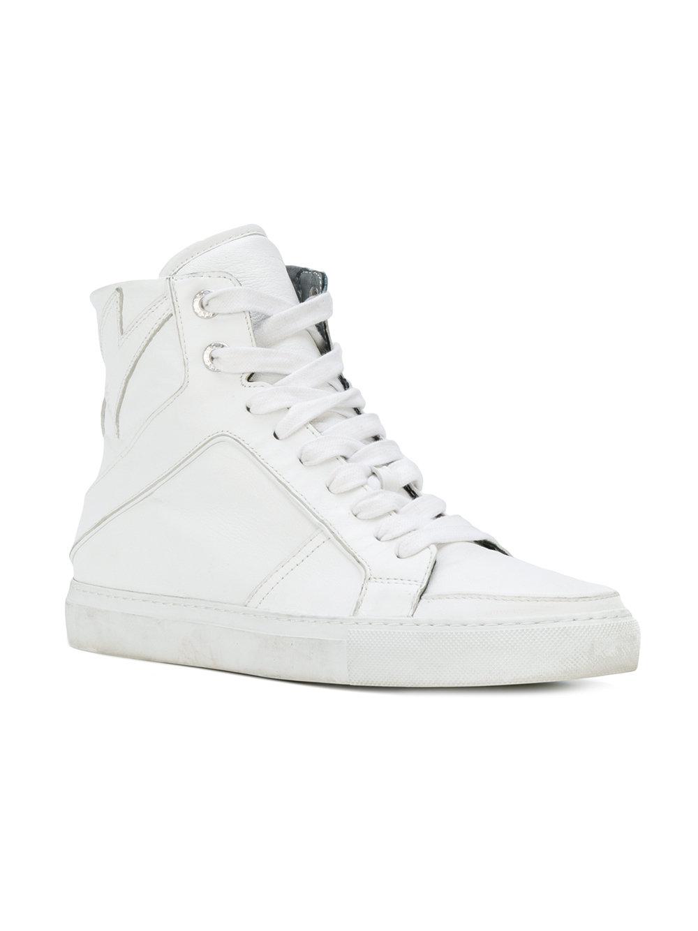 Zadig & Voltaire Leather High-top Flash Sneakers in White - Lyst