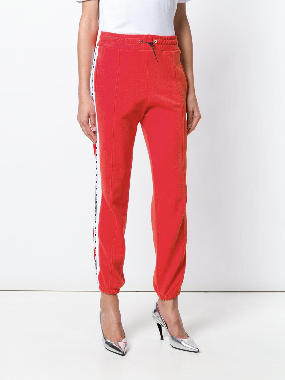 MSGM Cotton Side Stripe Track Pants in Red - Lyst