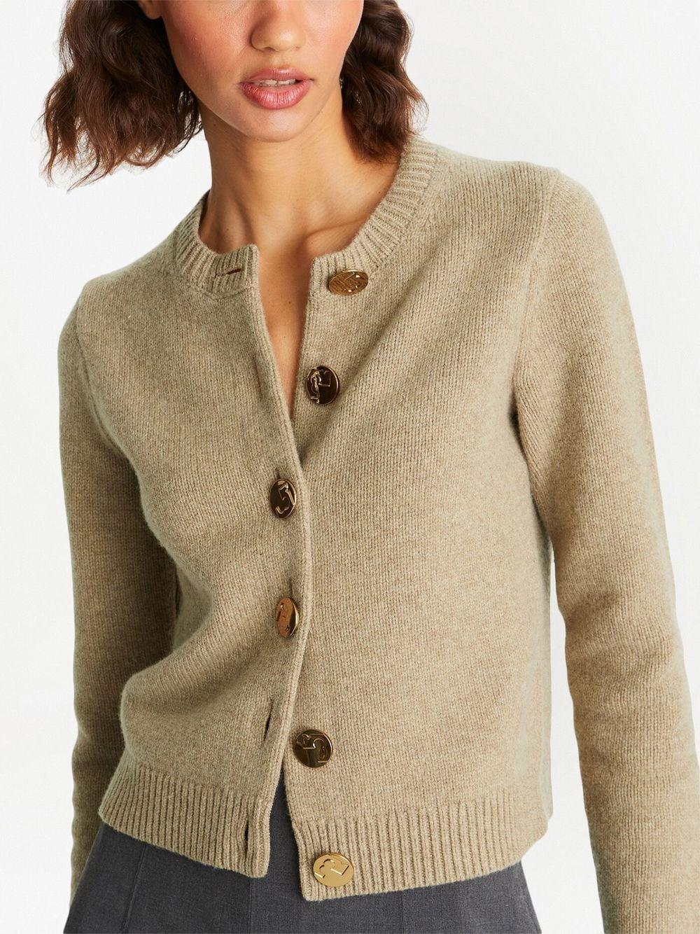 Tory Burch Cotton-linen Fine Knit Cardigan in Natural | Lyst