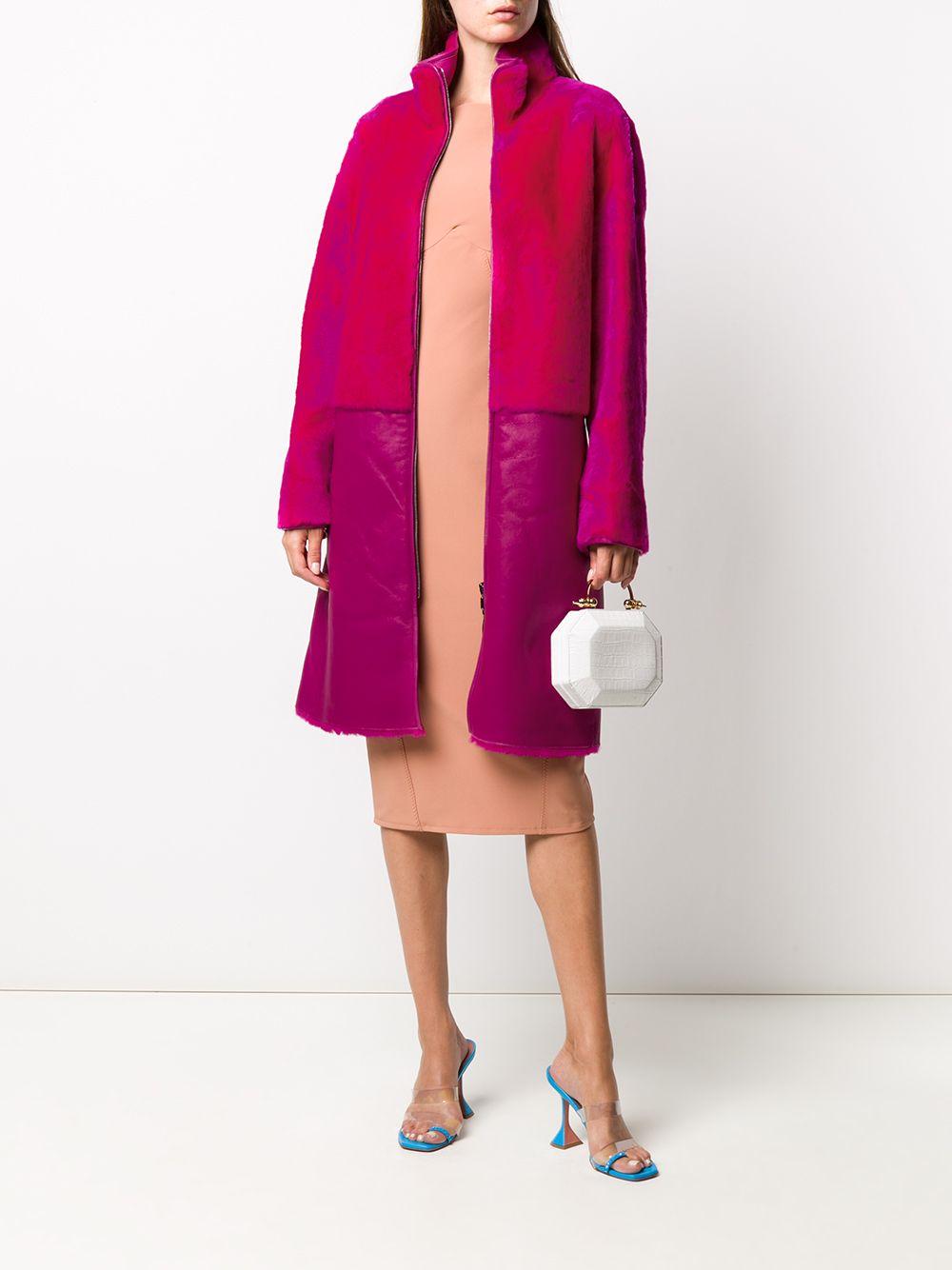 armani shearling jacket pink