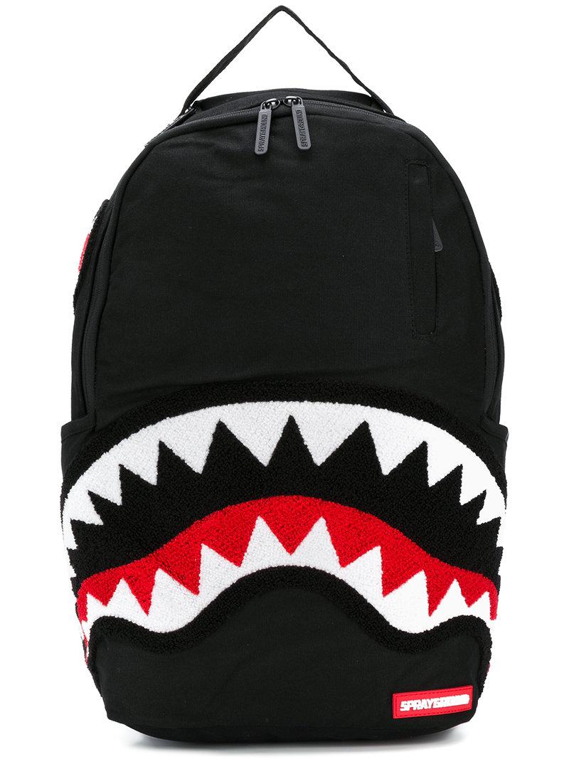 Sprayground ghost chenille clearance shark black backpack