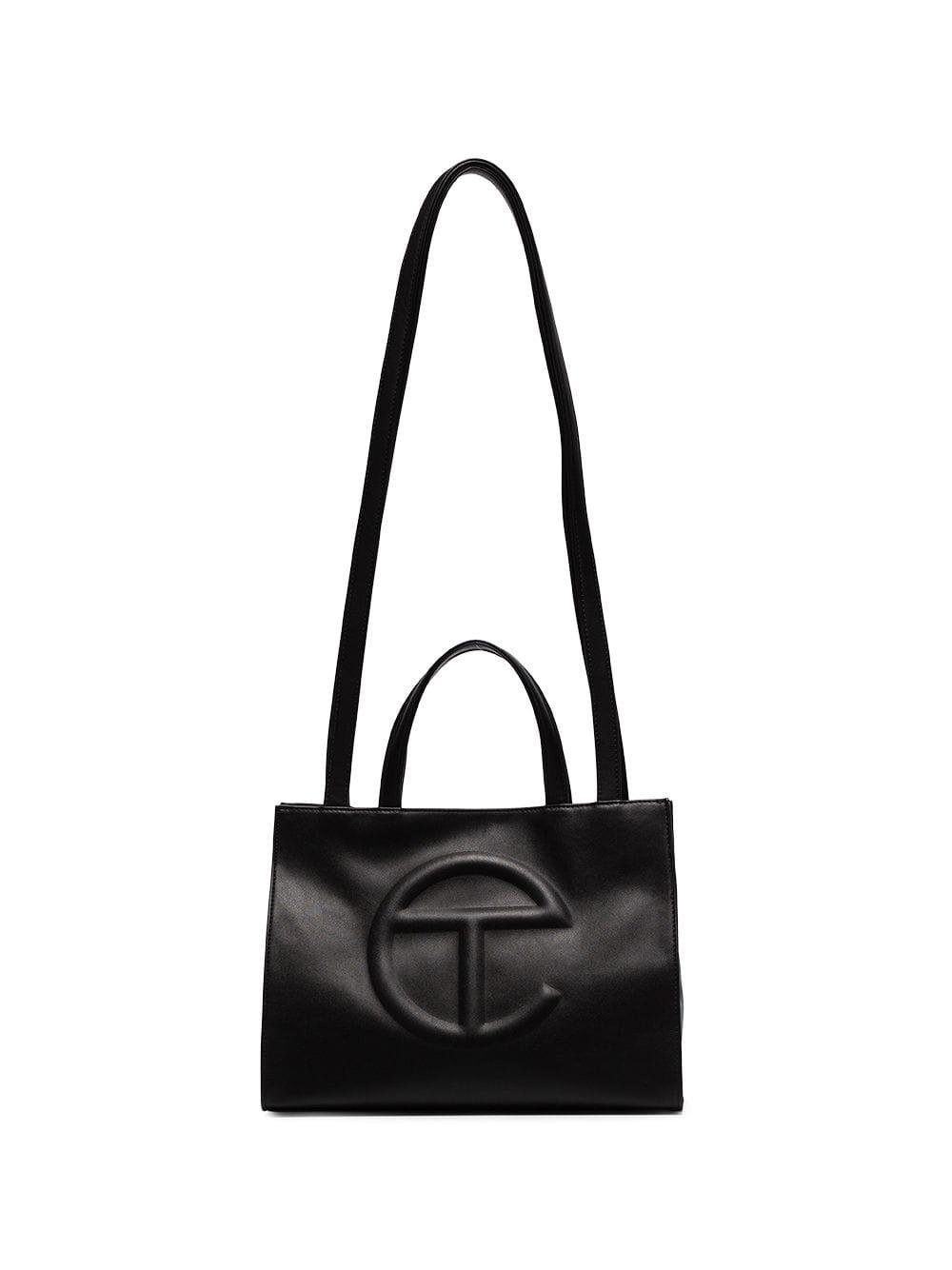 Telfar Black mini leather shopping bag Lyst DE