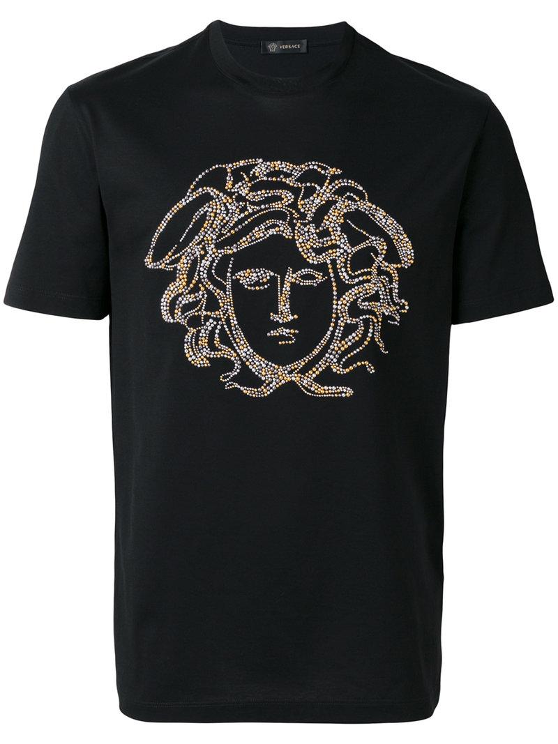 Lyst - Versace Embellished Painted Medusa T-shirt in Black for Men