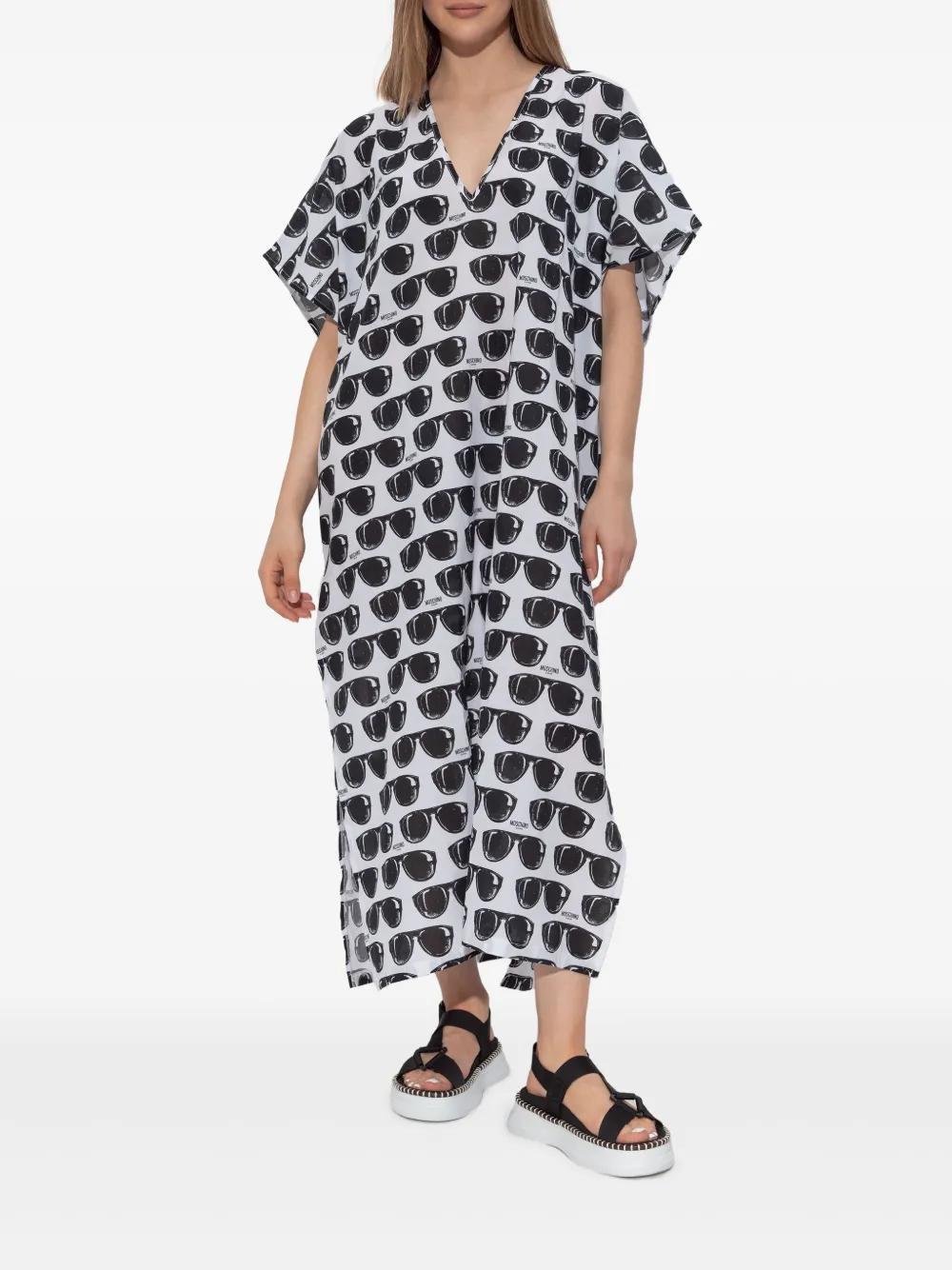 Moschino Sunglass-Print Maxi Dress in White | Lyst