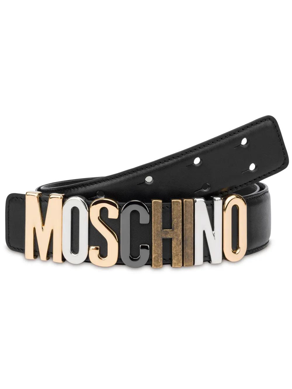 値下げモスキーノMOSCHINO ベルト レザー ロゴ ブラック Moschino モスキーノ ロゴプレート ベルト | ブラック | FARFETCH JP