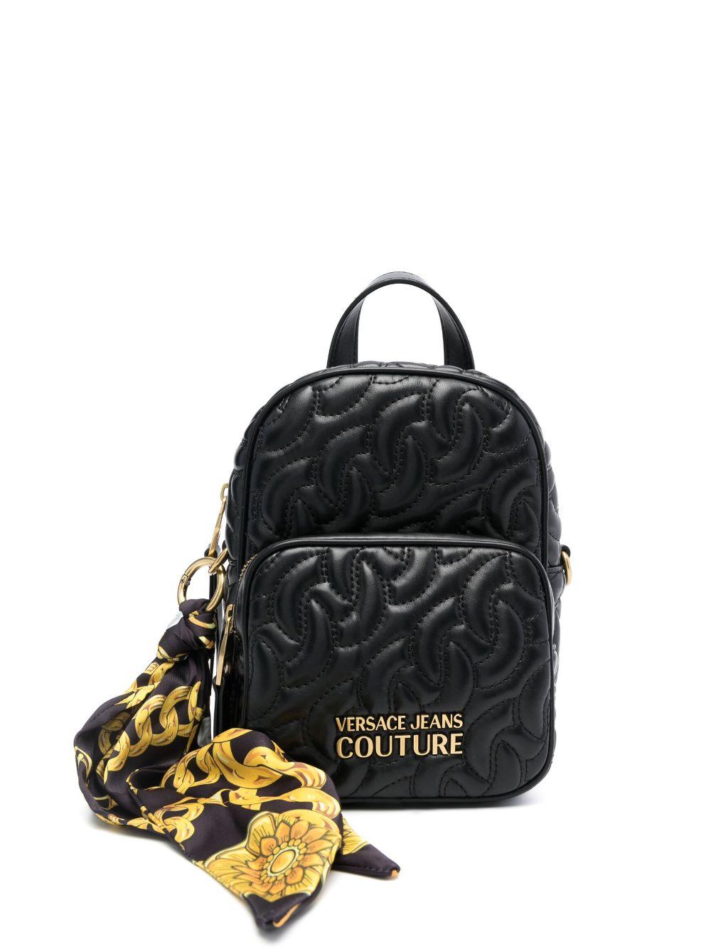 Versace Jeans Couture Quilted Faux-leather Backpack in Black | Lyst