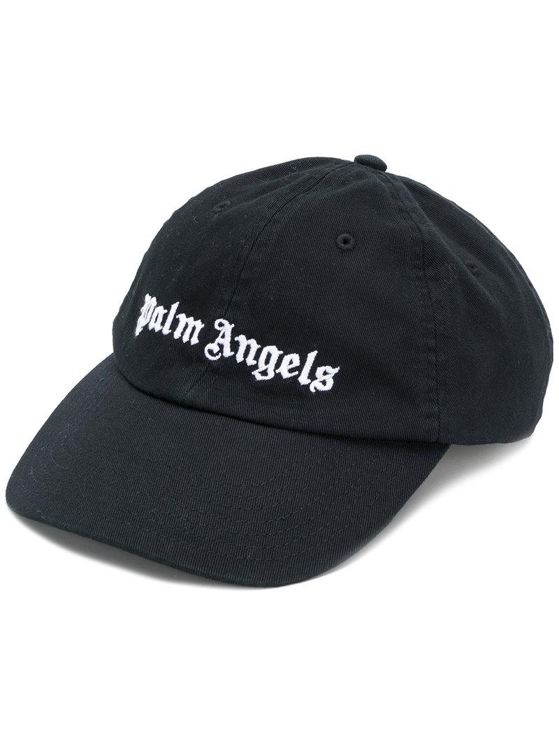 Palm Angels Cotton Logo Cap in Black for Men - Lyst