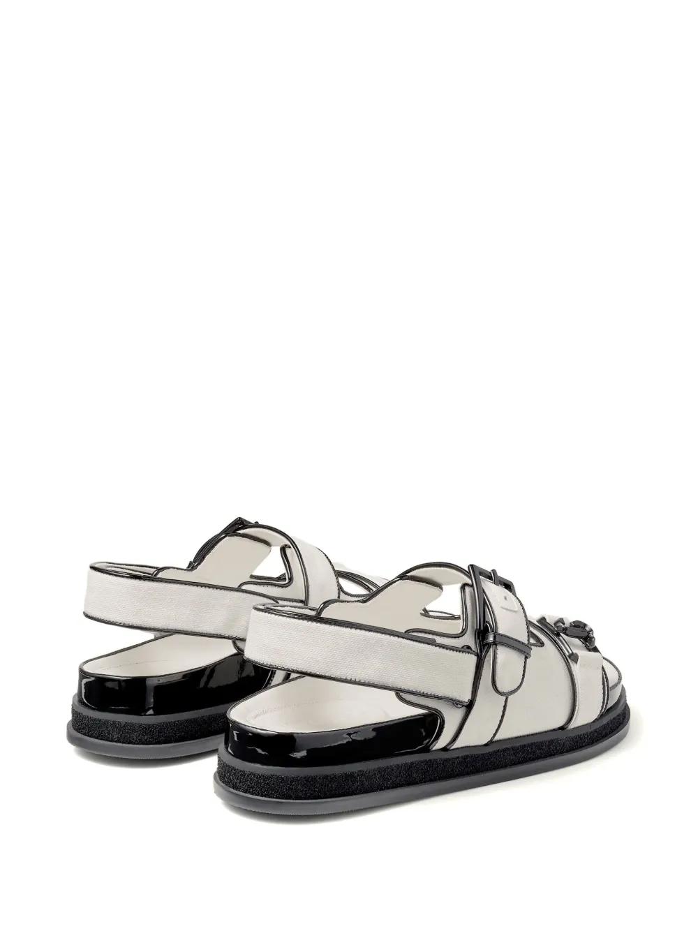 Jimmy Choo Elyn Flat Linen And Leather Sandals in White | Lyst
