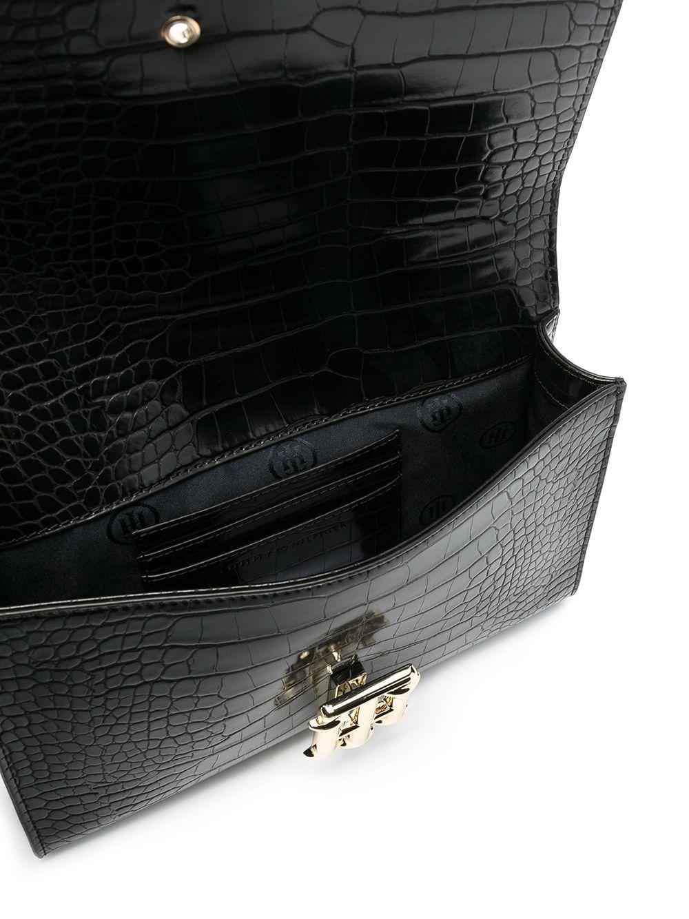 Tommy Hilfiger Lock Crocodile Clutch Bag in Black | Lyst