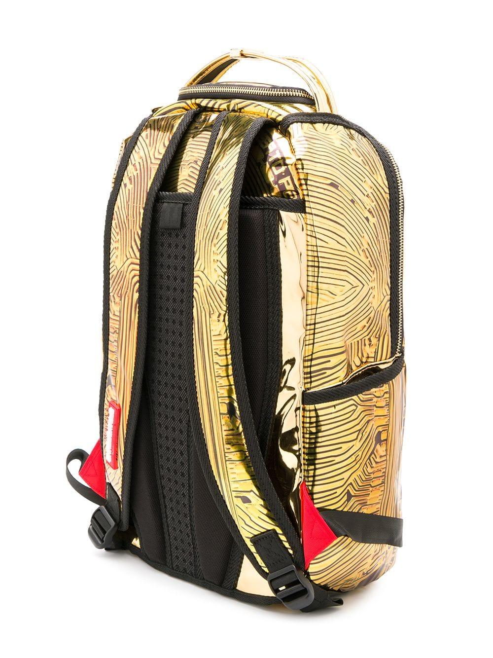 Accessible LuxurySprayground Gold Backpack in Metallic for Men