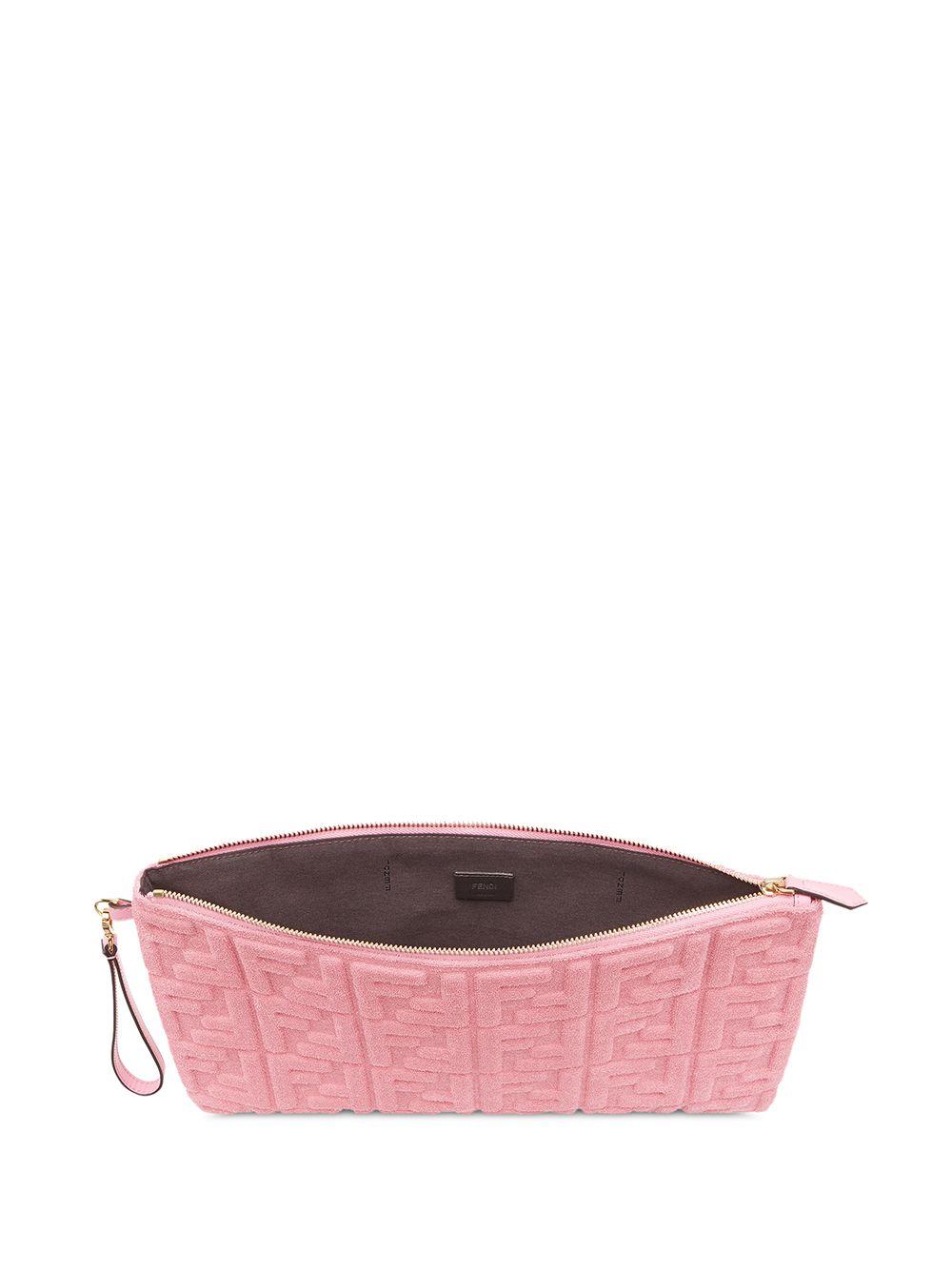 Fendi large flat ff pouch in pinks-Via Manzoni