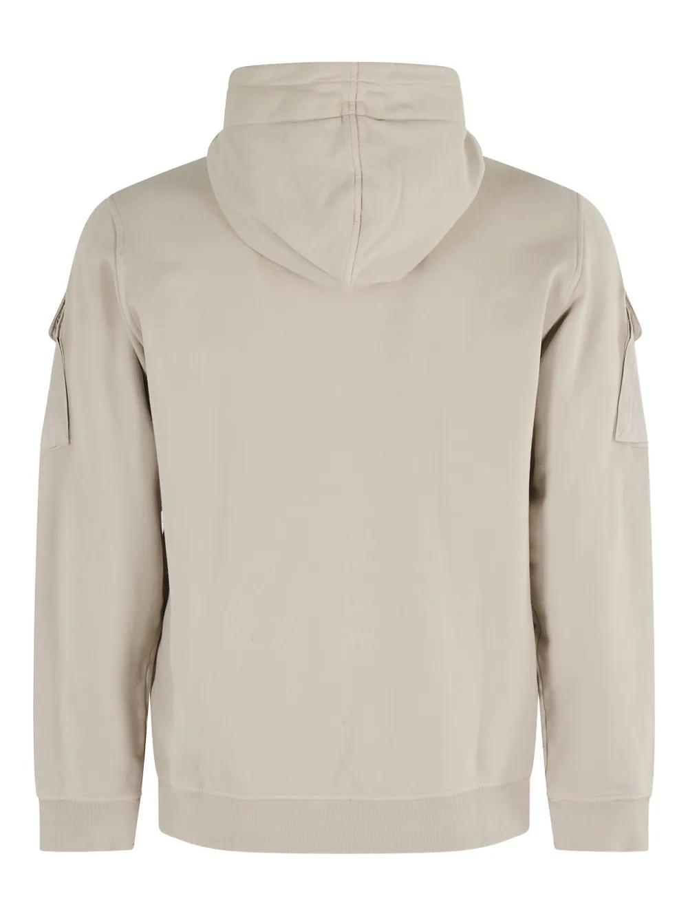 Stone Island 6100009 Logo-Patch Hooded Zip-Up Jacket in Natural