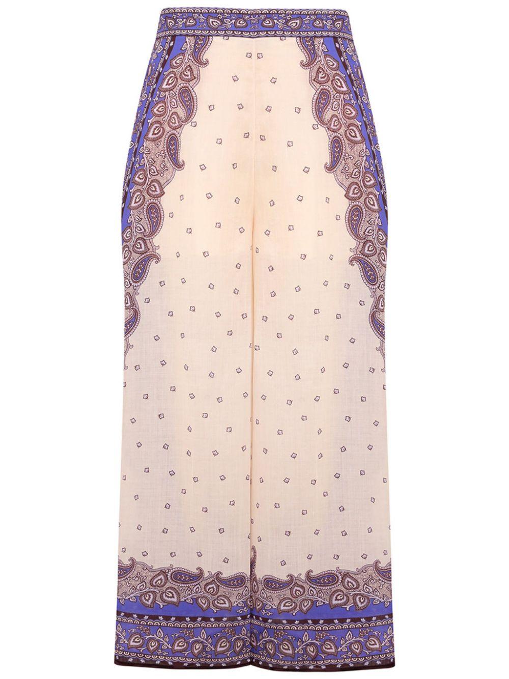 パンツ ZIMMERMANN MAXINE WIDE LEG PRINTED TROUSERS Zimmermann Maxine Wide Leg Printed Trousers in Natural | Lyst