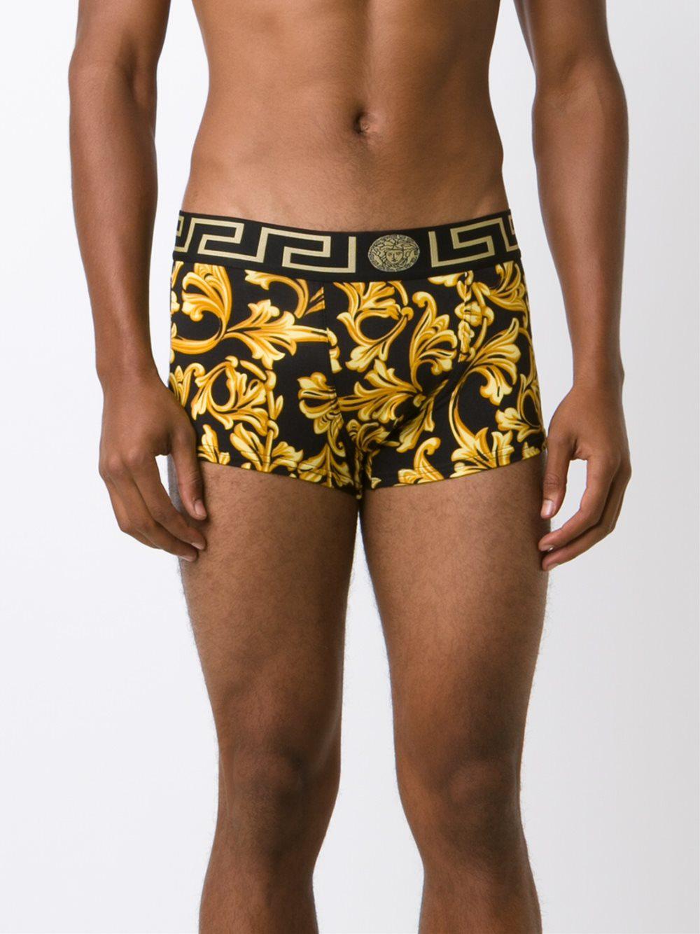 Versace Synthetic 'barocco' Boxer Shorts in Black for Men Lyst