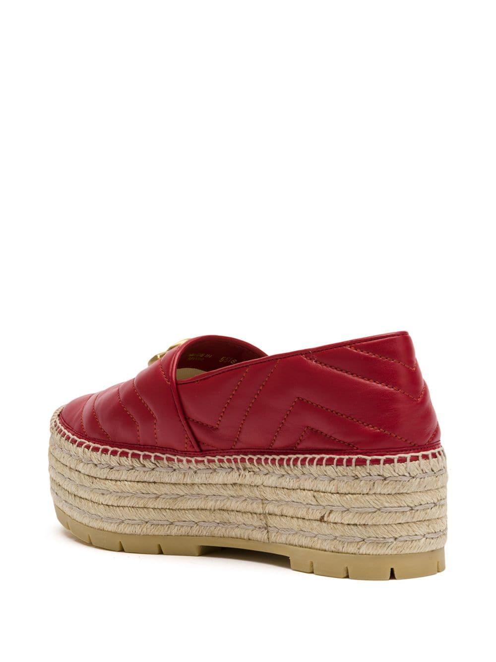 Gucci Double G Leather Espadrilles in Red | Lyst