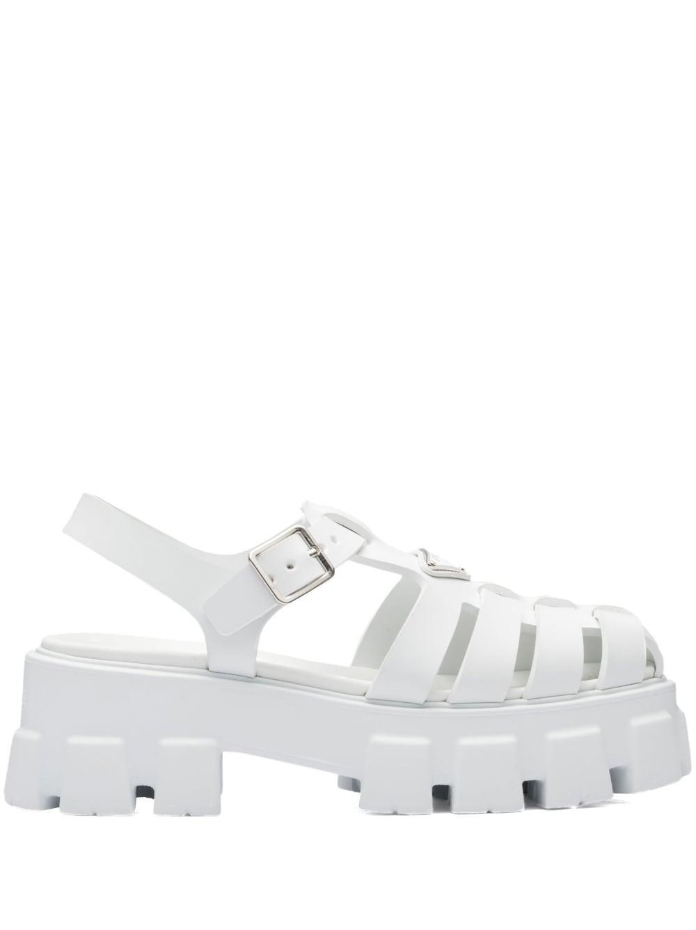 Prada Monolith Caged Rubber Sandals in White Lyst