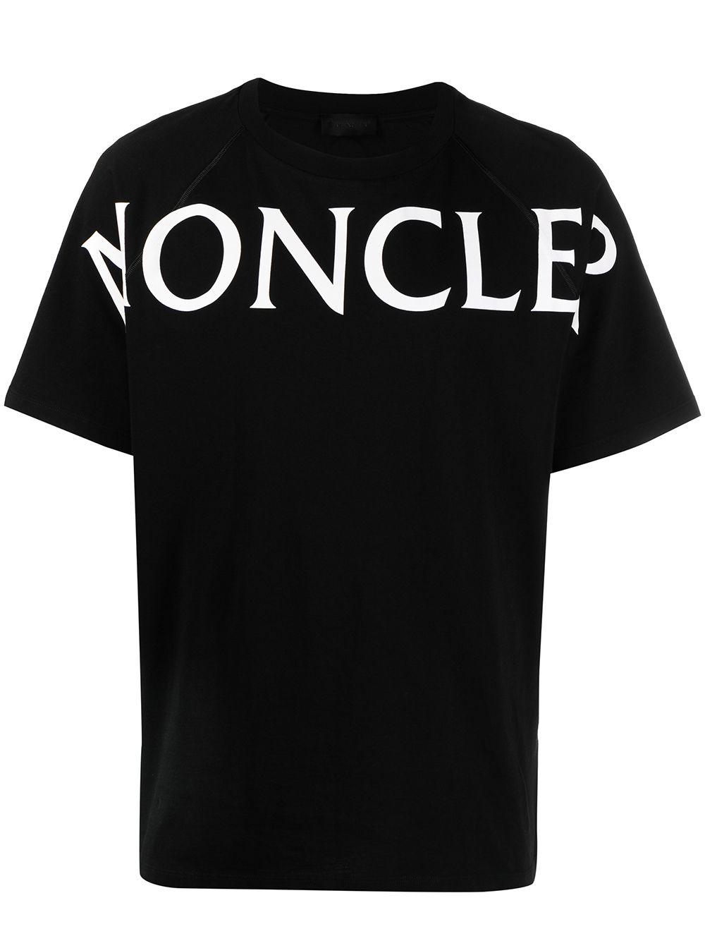 Moncler Cotton Oversize Logo Print T-shirt in Black for Men | Lyst