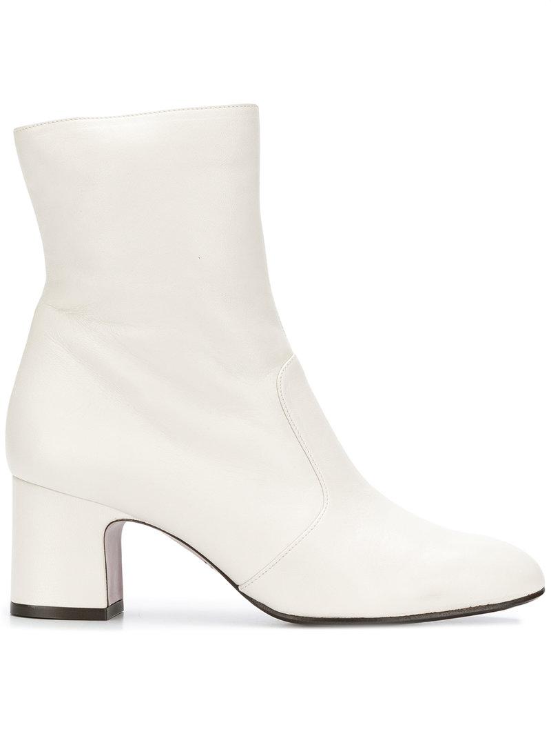 Chie Mihara Leather Naylon Low-heel Boots in White | Lyst UK