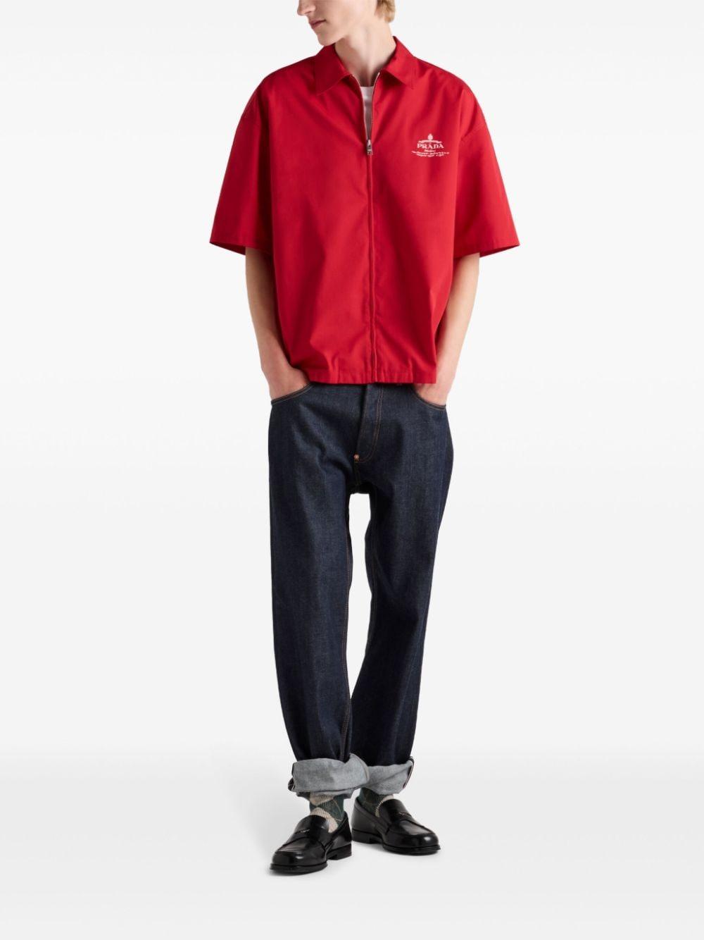 Prada Short Sleeved Zip Shirt in Red for Men | Lyst