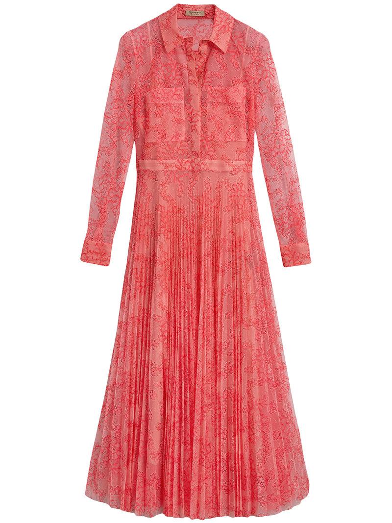 Burberry Pleated Lace Dress in Pink 