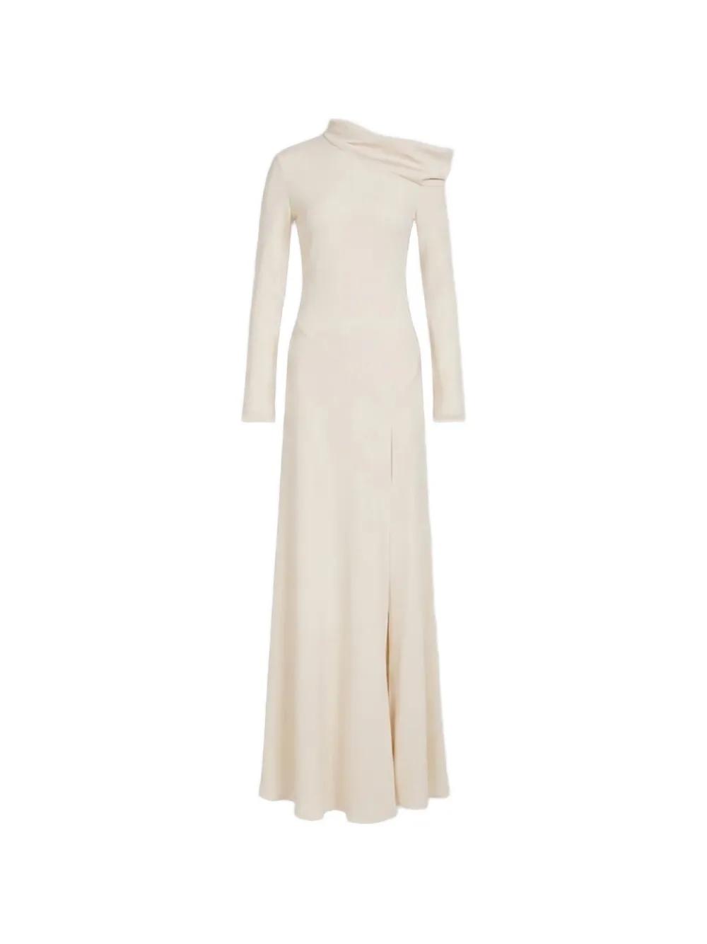long sleeve slip dress white White Satin Gown - Long Sleeve Gown - Long Sleeve Bridal Dress
