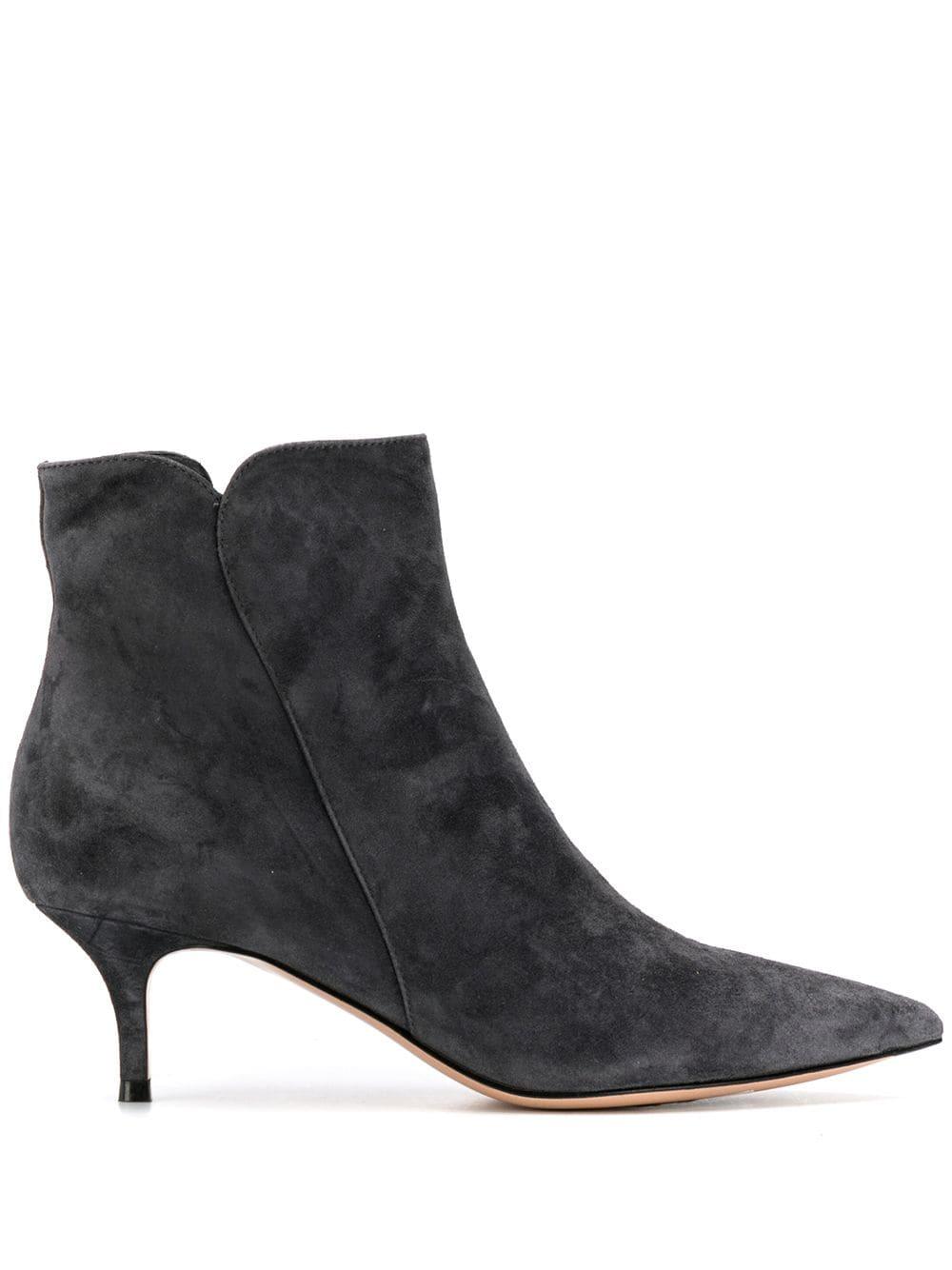 Gianvito Rossi Suede Kitten Heel Ankle Boots in Grey (Gray) - Lyst