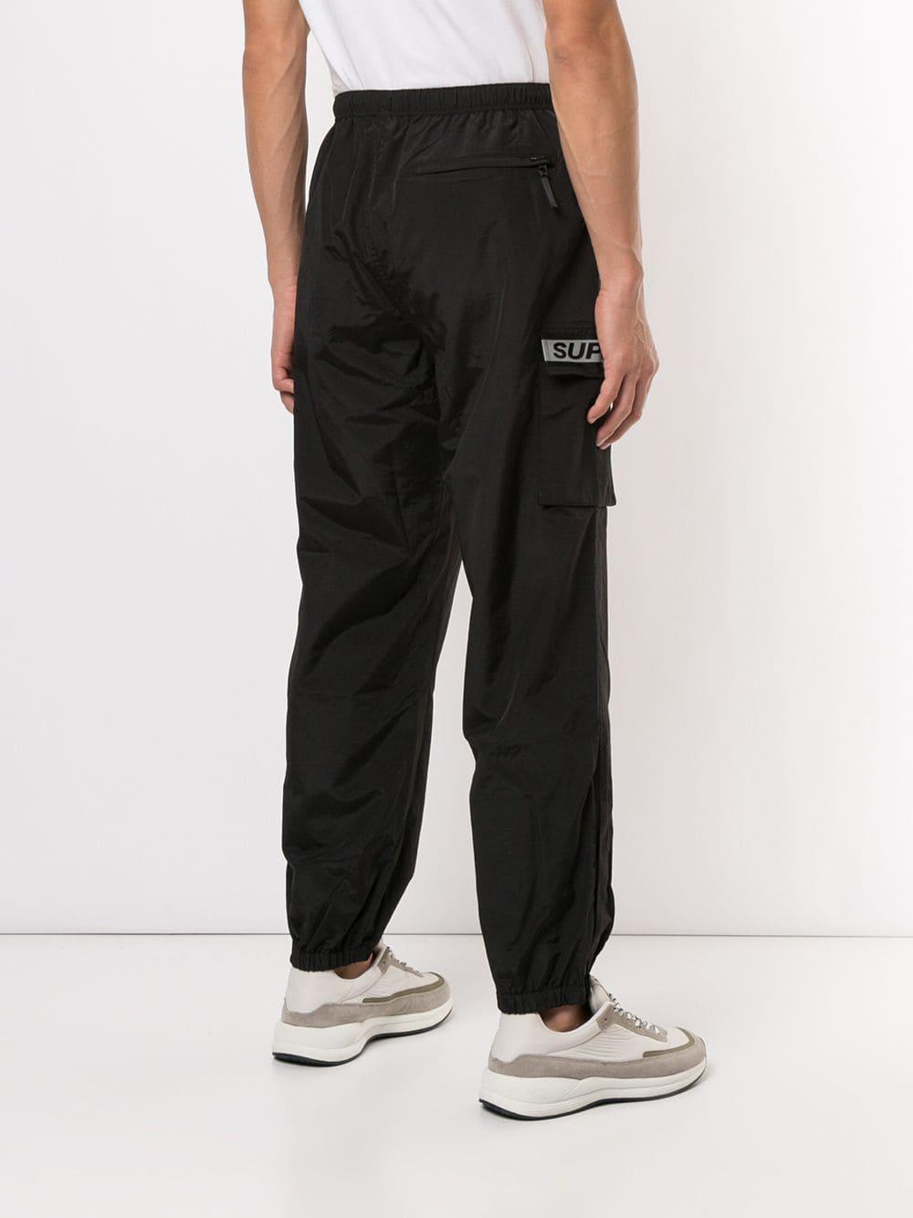 Supreme Synthetic Reflective Taping Cargo Trousers in Black for 