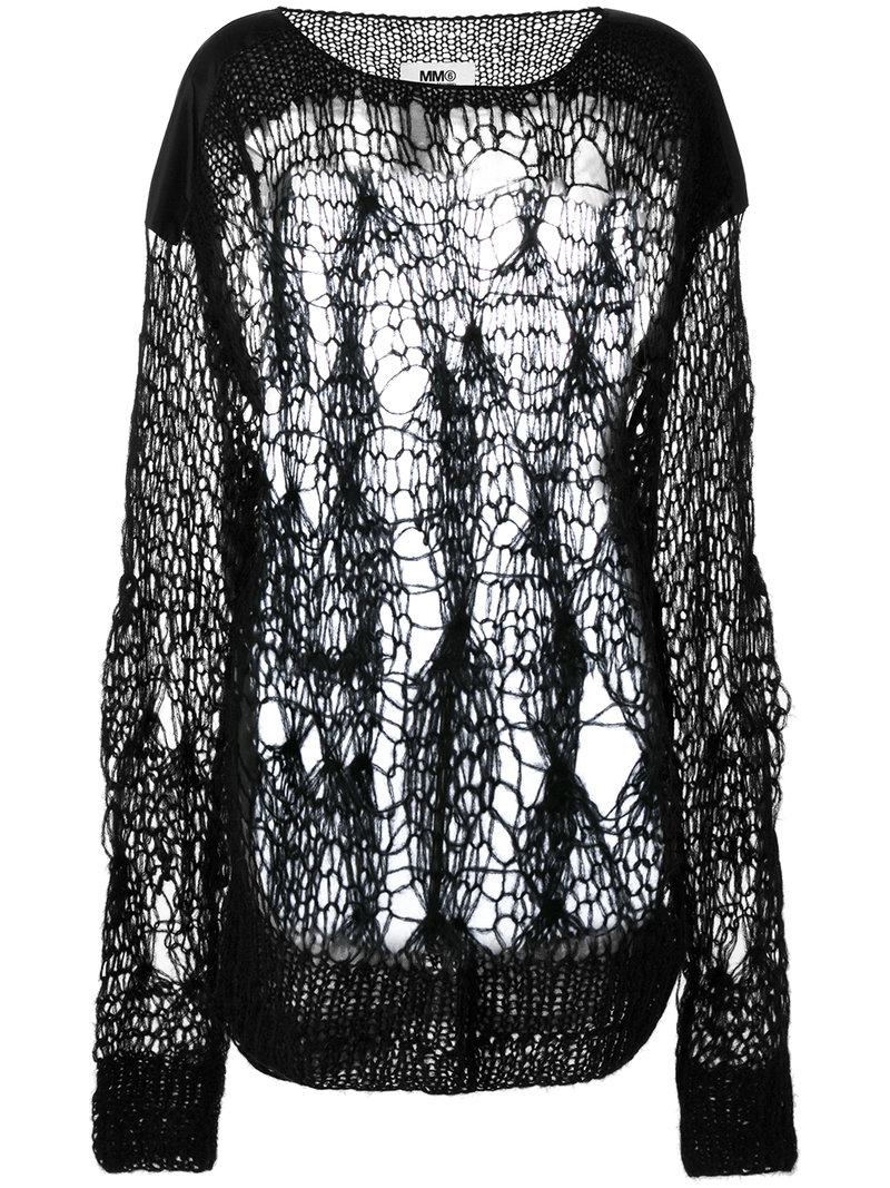 MM6 by Maison Martin Margiela Spider Web Knitted Jumper in Black | Lyst