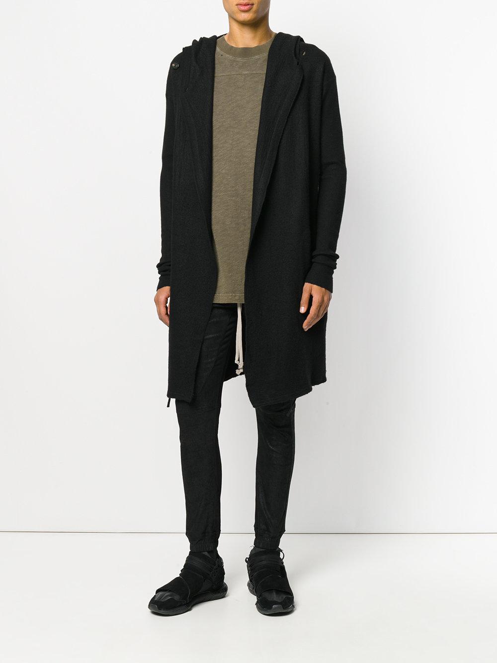 Rick Owens Cashmere Long Hooded Cardigan in Black for Men | Lyst