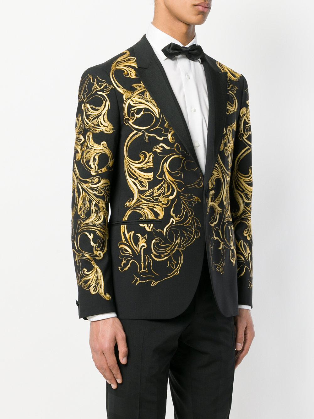 Blazer smoking con motivo broccatoVersace in Lana da Uomo colore Nero | Lyst