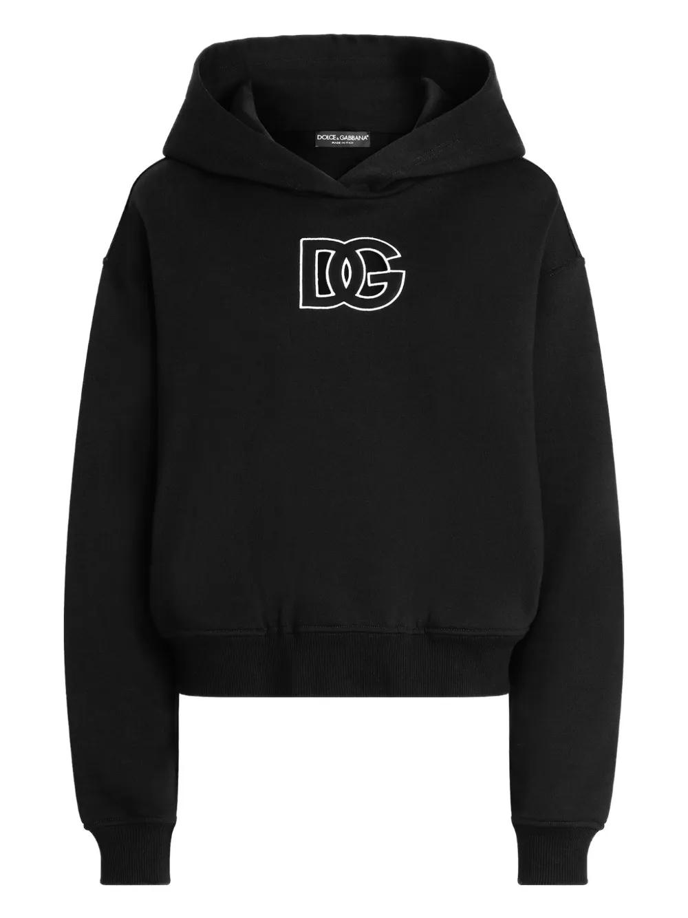 パーカー・フーディ Dolce & Gabbana Black Wool Blend Sweatshirt Zip-up hoodie with all-over DG print in Black for Men