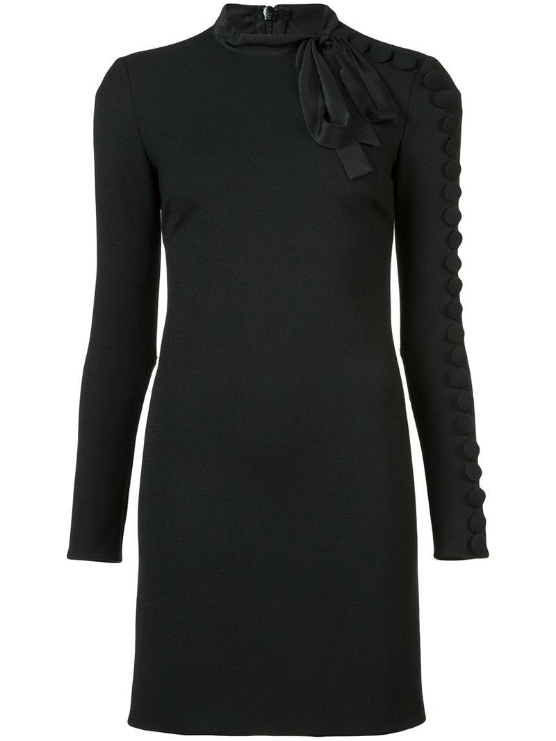 RED Valentino Cotton Buttoned-sleeve Mini Dress in Black - Lyst