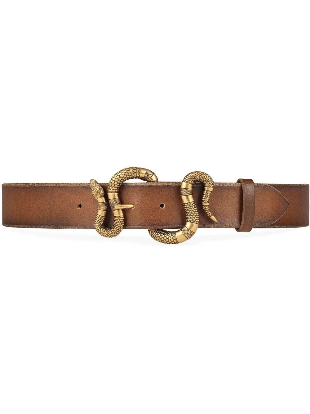 Gucci Leather Belt With Snake Buckle in Brown for Men | Lyst