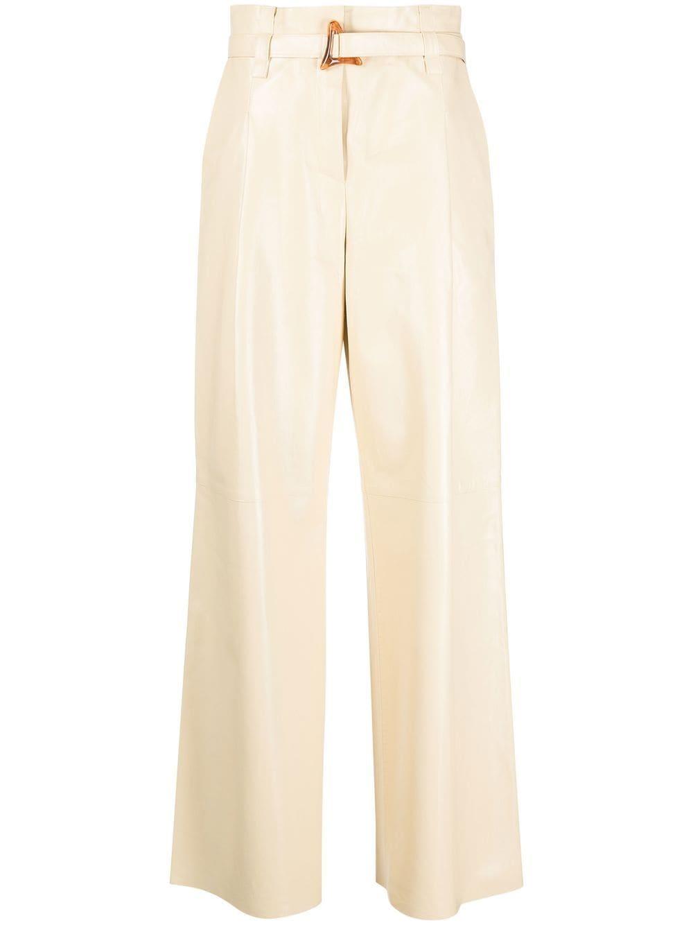 Aeron Alondra Wide-leg Leather Trousers in Natural | Lyst