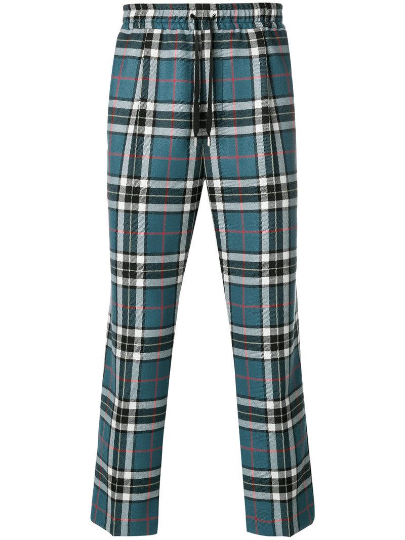 blue plaid track pants