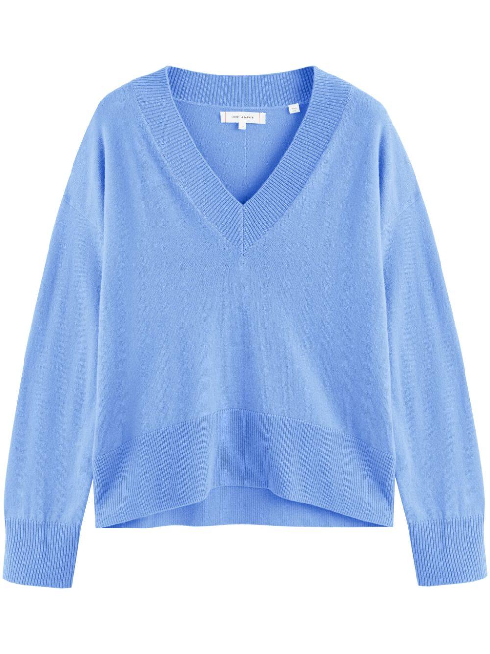Blue fine knit jumper sale