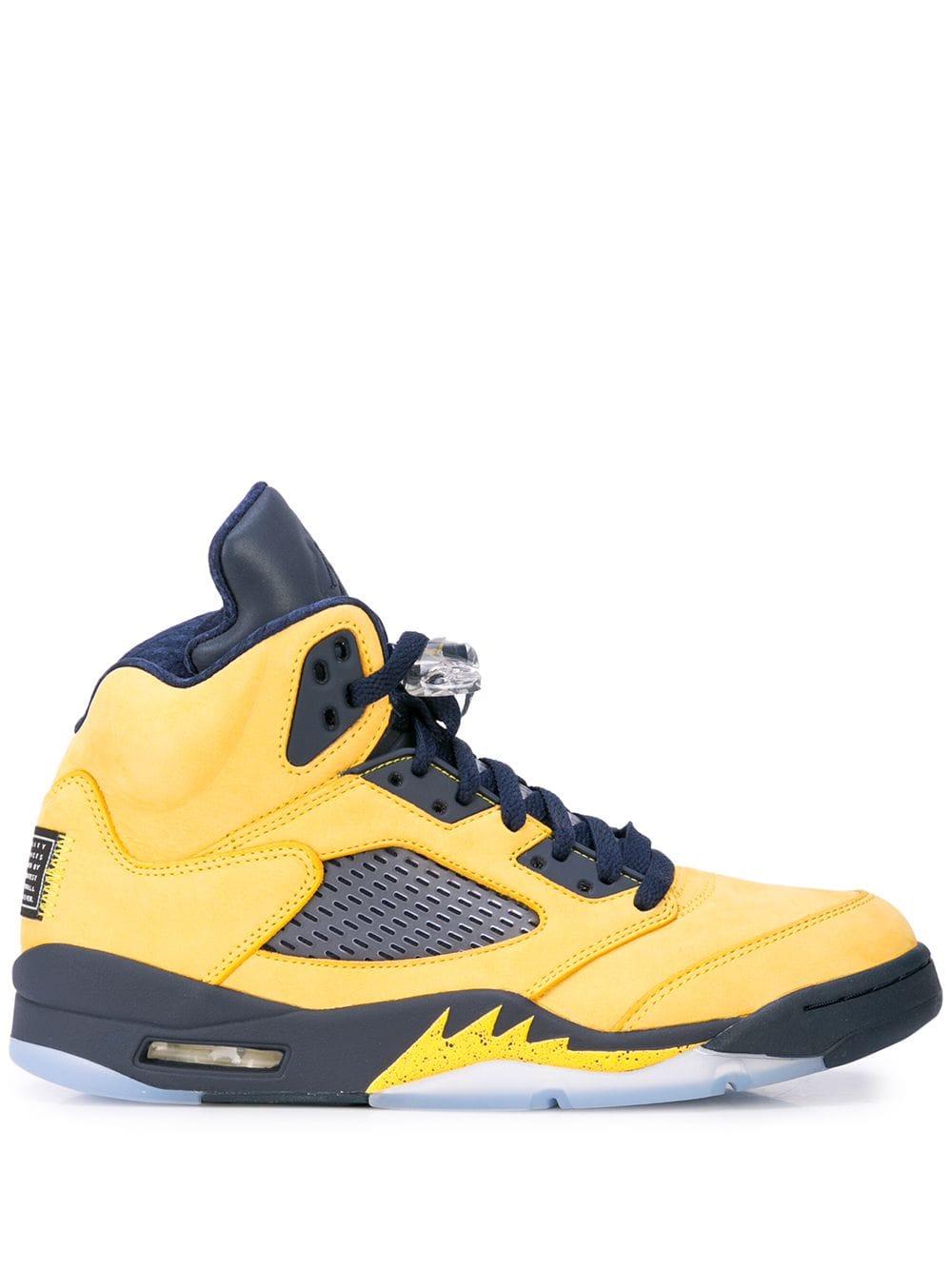 jordans 5 yellow and red