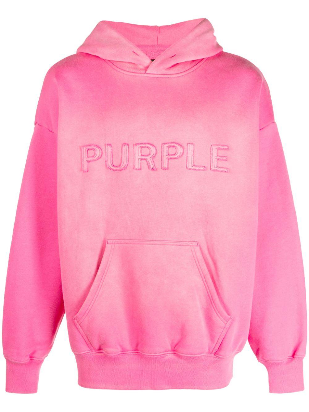 Purple Brand Logo-embroidered Cotton Hoodie in Pink for Men