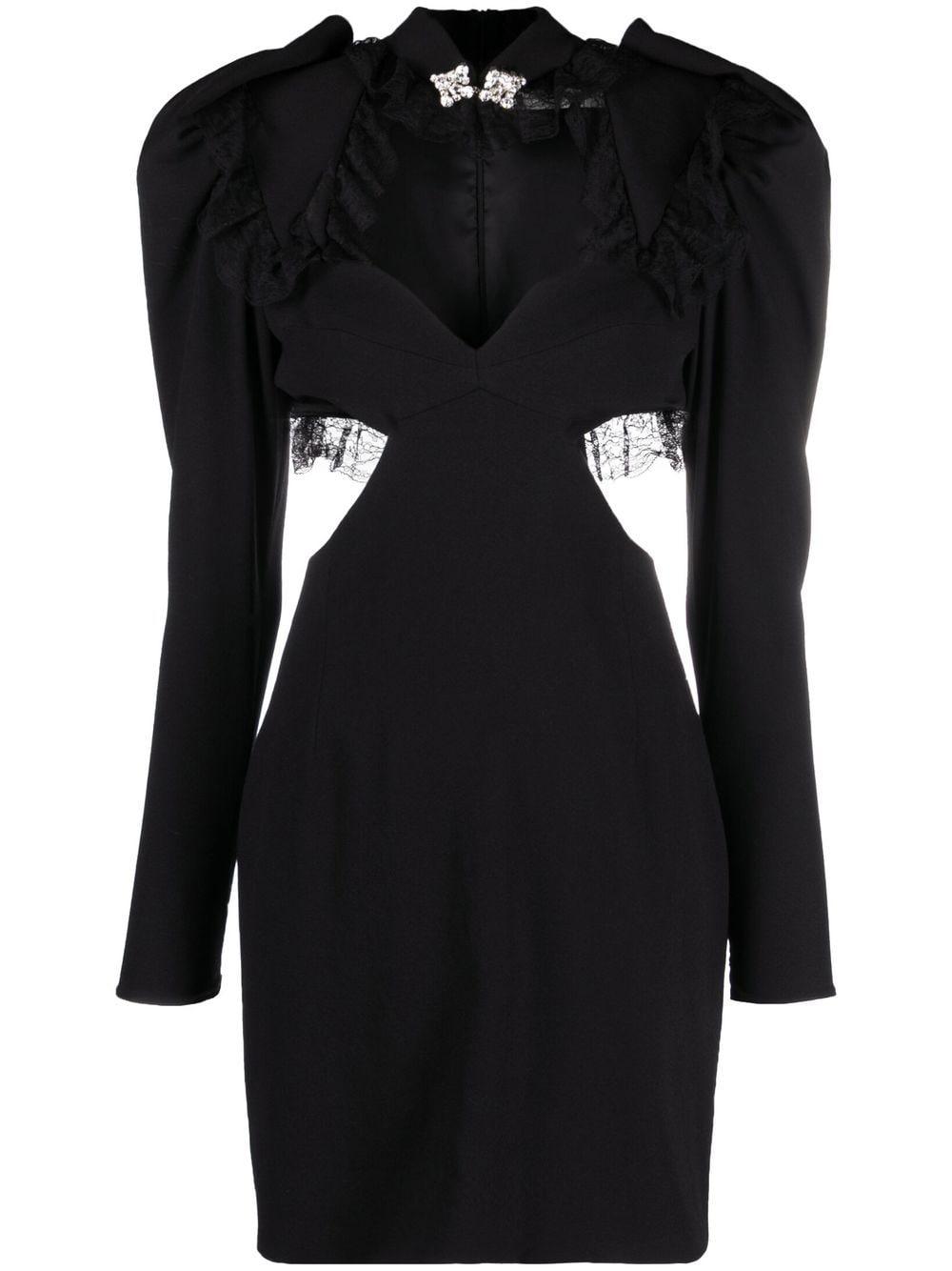 Alessandra Rich Cut-out Lace Mini Dress in Black | Lyst