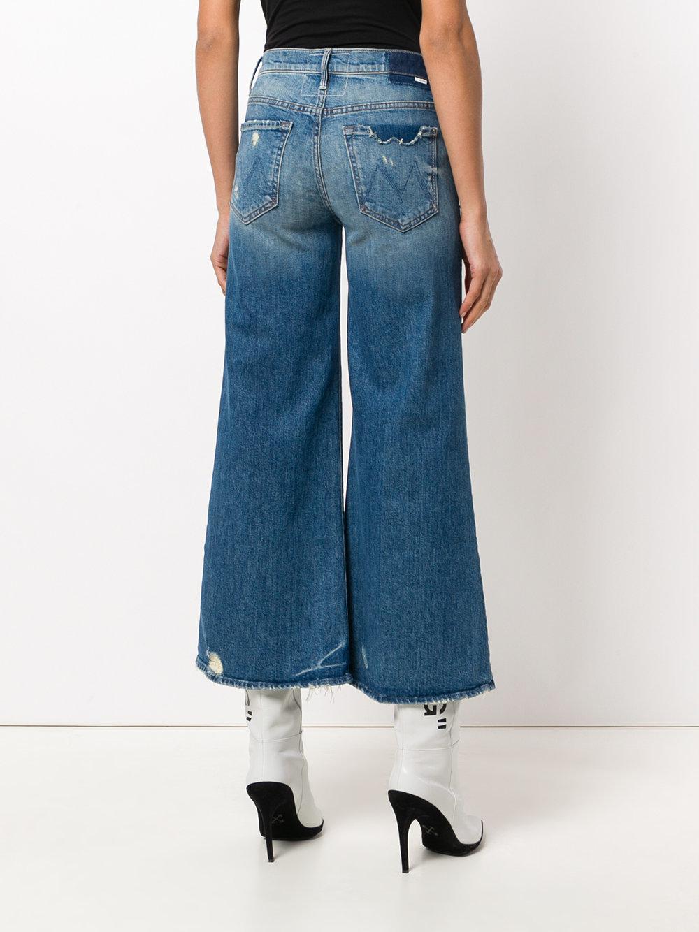 Mother Denim The Stunner Roller High Waist Cropped Flare Jeans in Blue ...