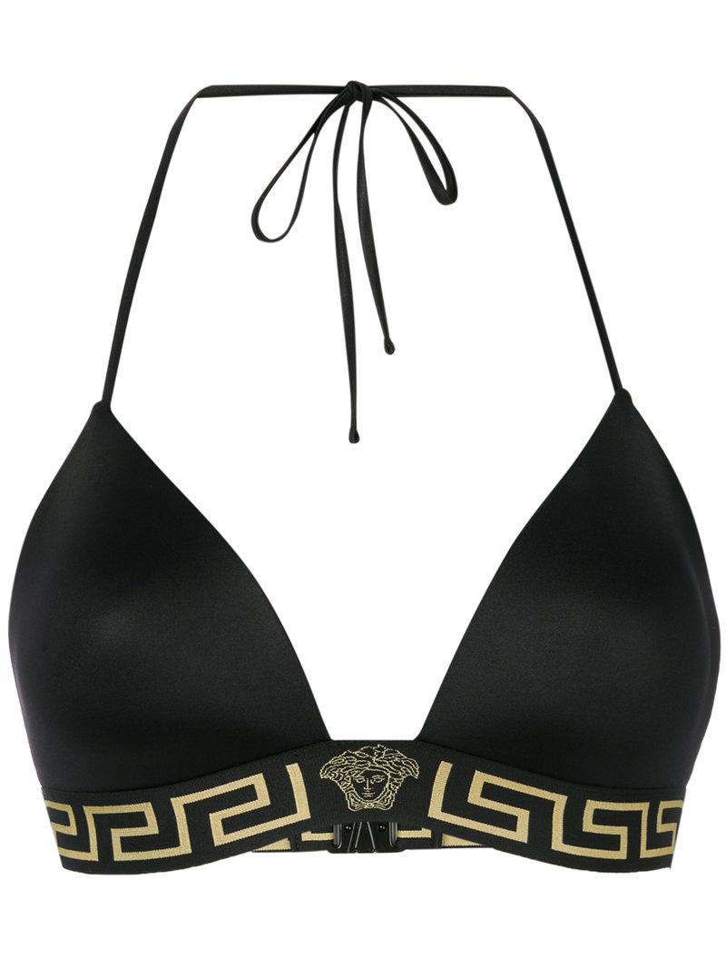 Versace Synthetic Medusa Grecca Bikini Top in Black - Lyst