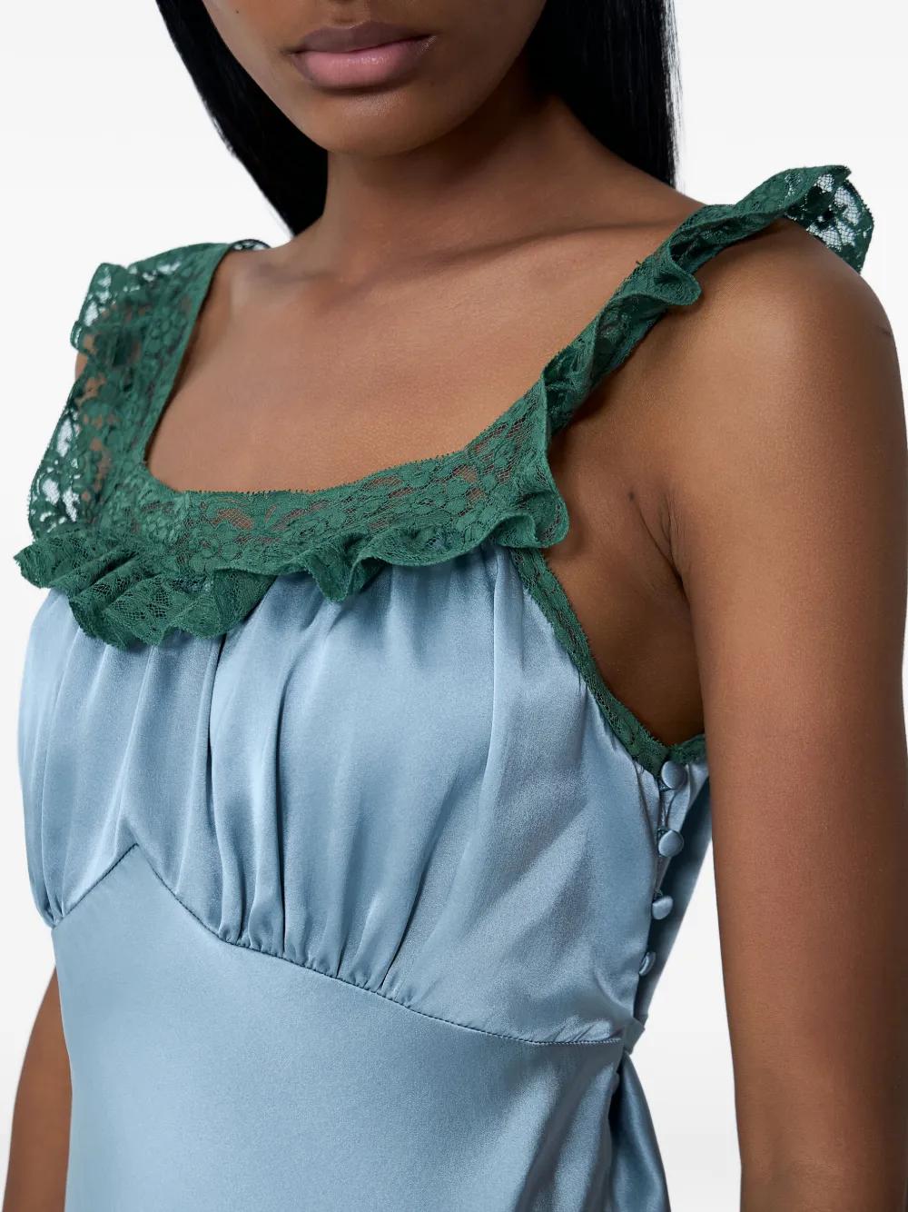 chloe blue lace dress Chlo Lace-insert Satin Maxi Dress in Blue