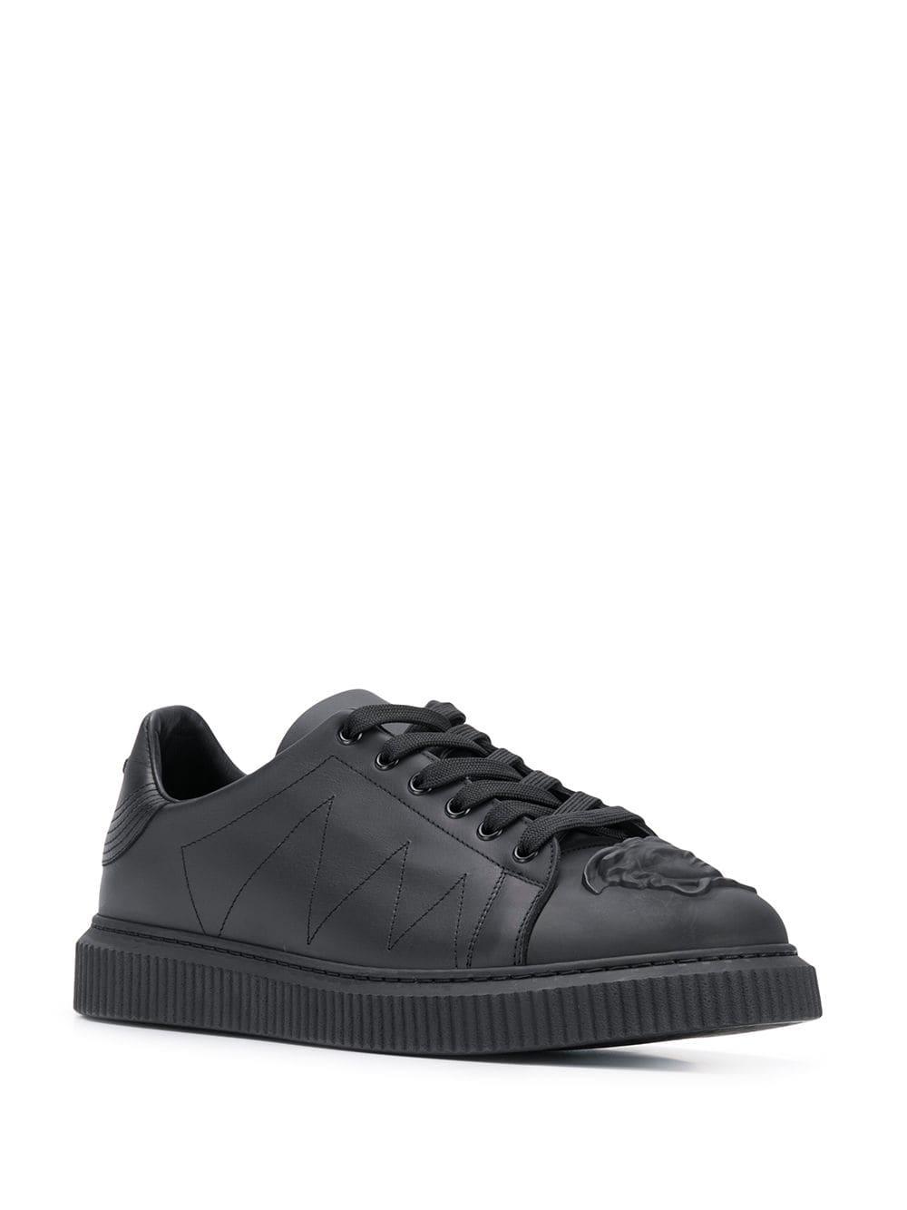 Versace Collection Mens Leather Medusa Logo Low Top Sneaker Shoes Black ...
