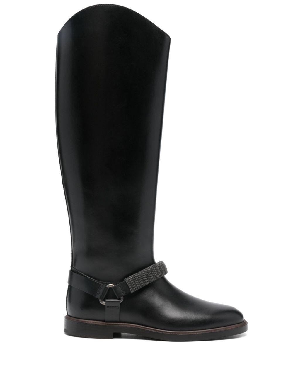 Brunello Cucinelli レディース ブラック モニーレチェーン ブーツ ブーツ